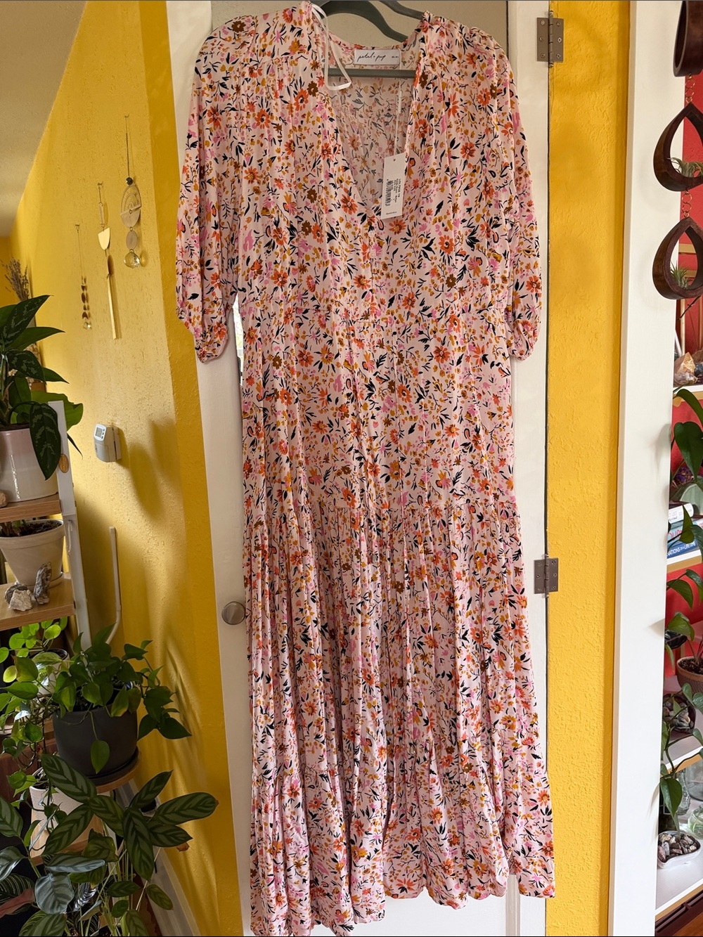 Petal & Pup Light Pink Floral Tiered Maxi Dress